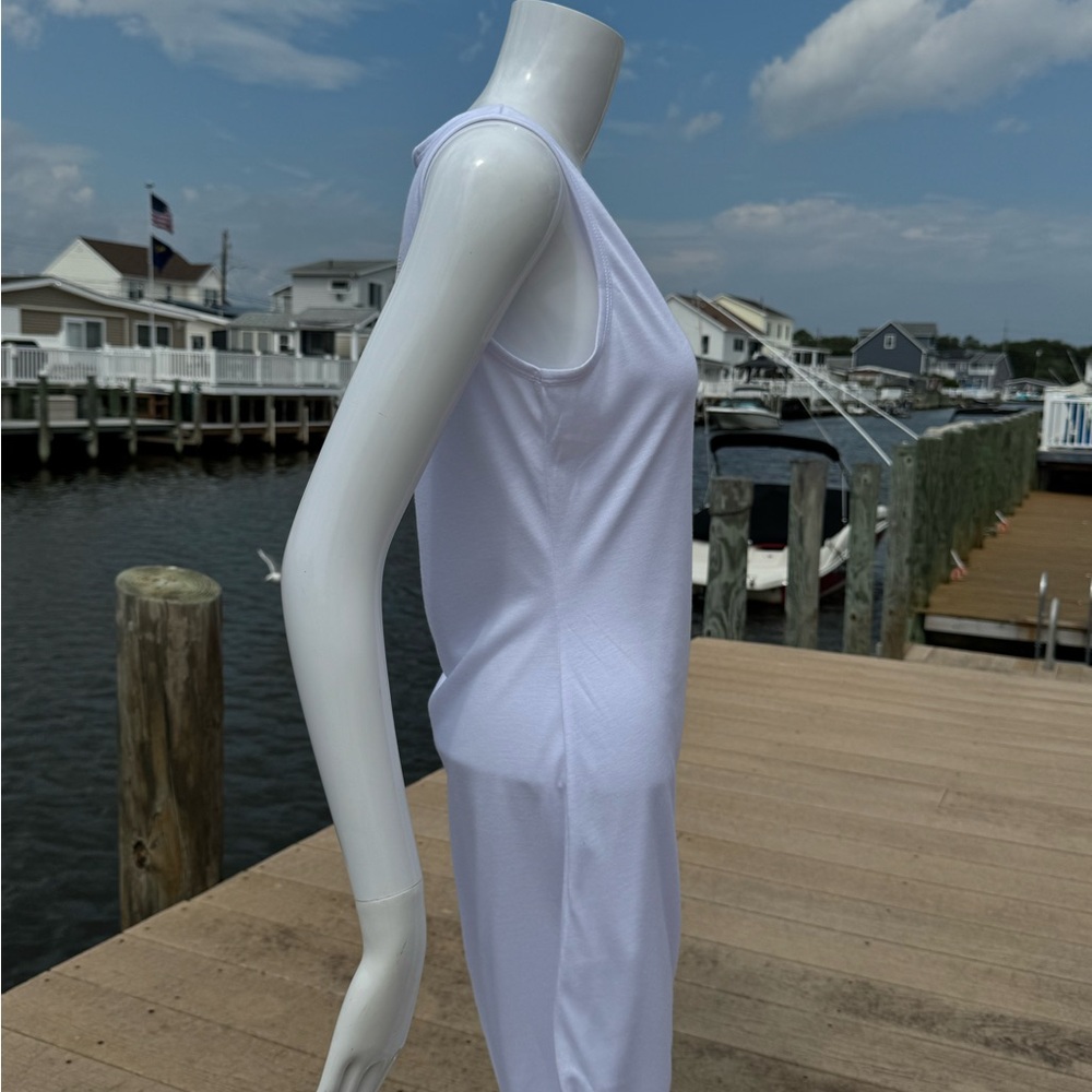 Basic Ruched White Dress 👗 - Picture 8 of 9